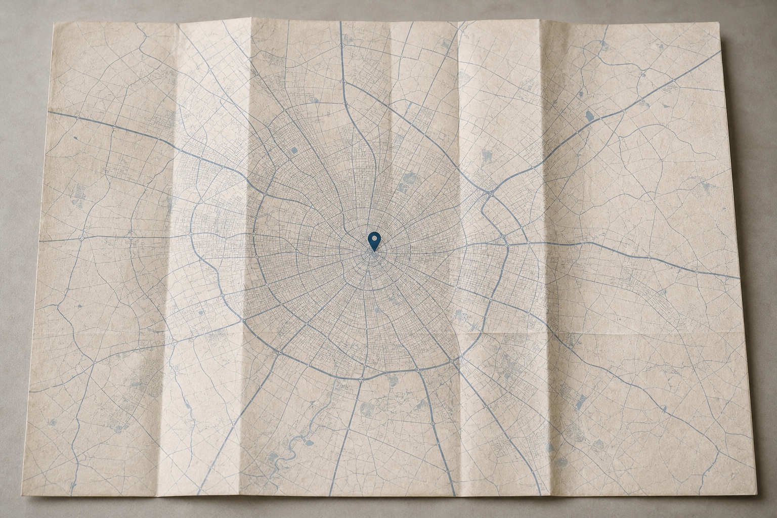 Stylized paper road map of Lexington, Kentucky